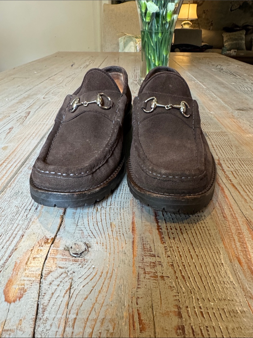 Gucci Brown Suede Horsebit Loafers - Picture 7 of 10